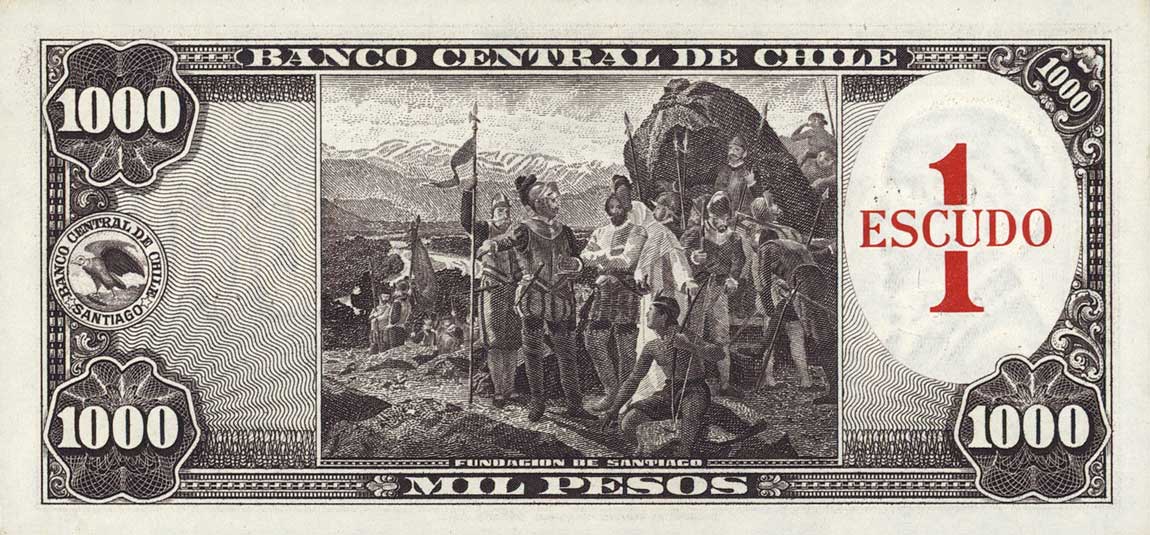 Back of Chile p129: 1 Escudo from 1960