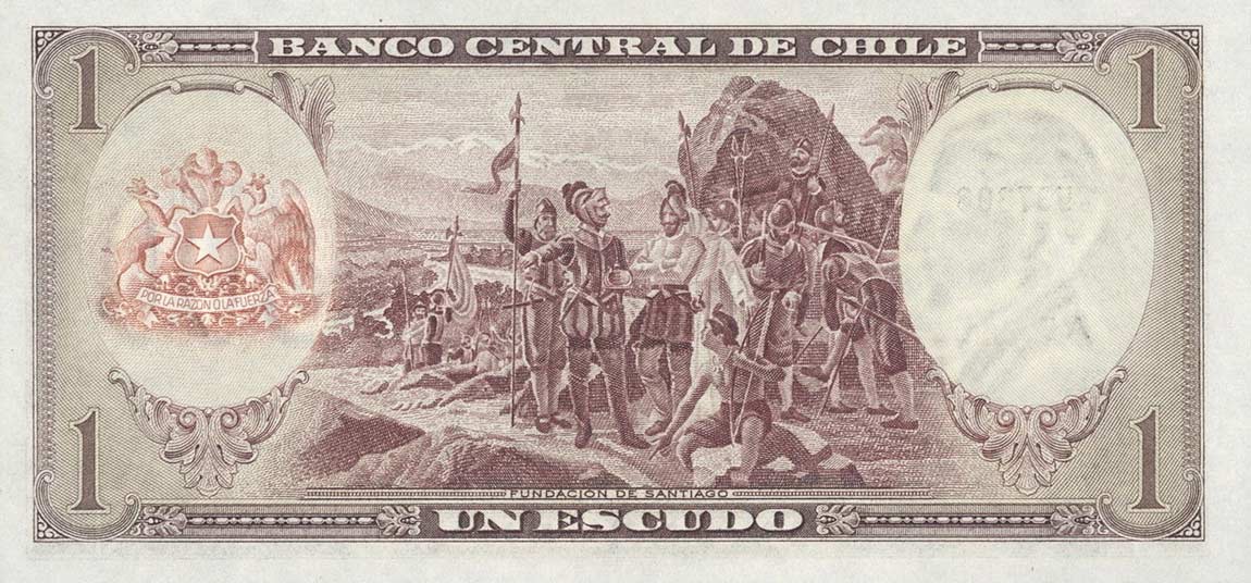 Back of Chile p135b: 1 Escudo from 1962