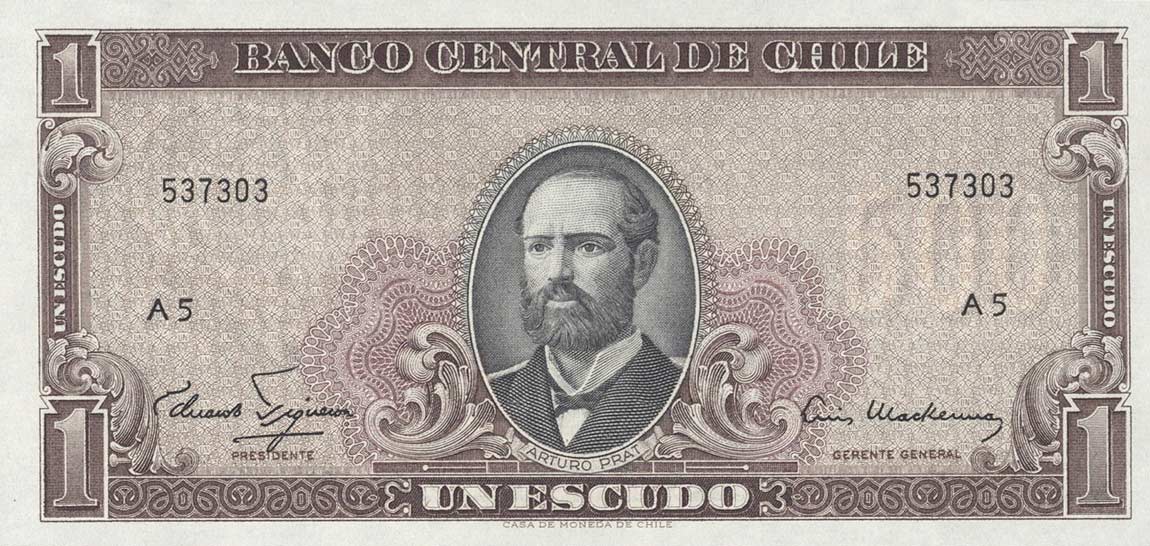 Front of Chile p135b: 1 Escudo from 1962