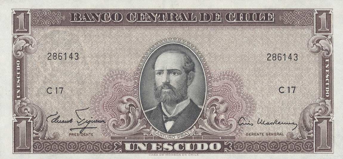 Front of Chile p135d: 1 Escudo from 1962