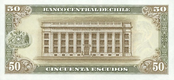 Back of Chile p140b: 50 Escudos from 1962