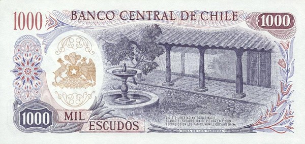 Back of Chile p146: 1000 Escudos from 1967