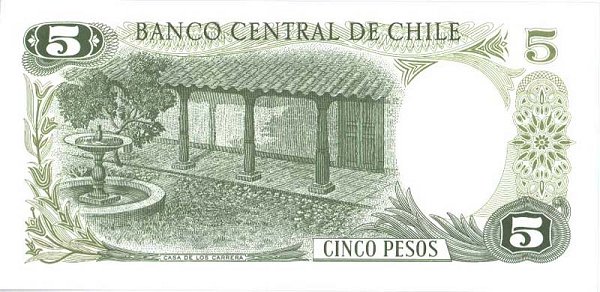 Back of Chile p149a: 5 Pesos from 1975