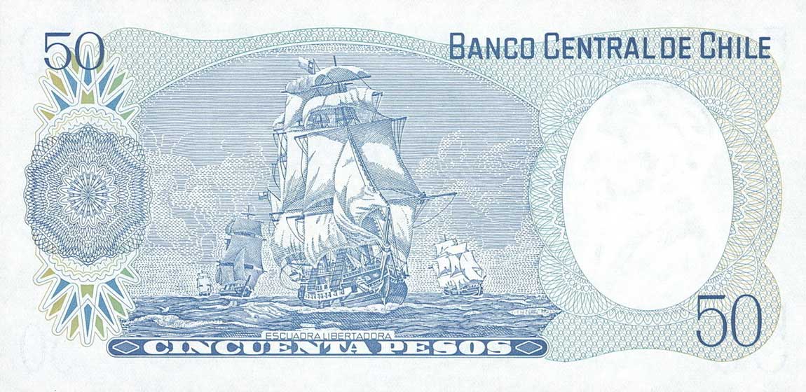 Back of Chile p151r: 50 Pesos from 1975