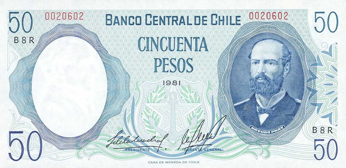 Front of Chile p151r: 50 Pesos from 1975