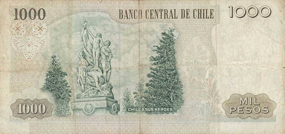 Back of Chile p154a: 1000 Pesos from 1978