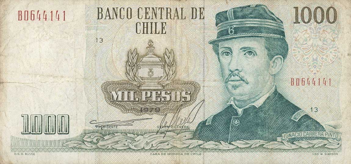 Front of Chile p154a: 1000 Pesos from 1978