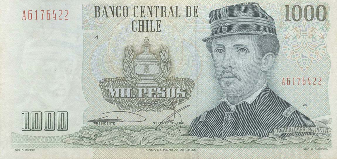 Front of Chile p154c: 1000 Pesos from 1984