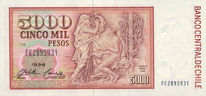 Back of Chile p155e: 5000 Pesos from 1994