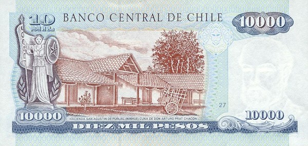 Back of Chile p157a: 10000 Pesos from 1994