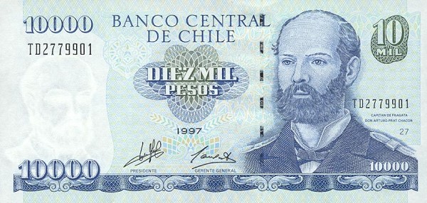 Front of Chile p157a: 10000 Pesos from 1994