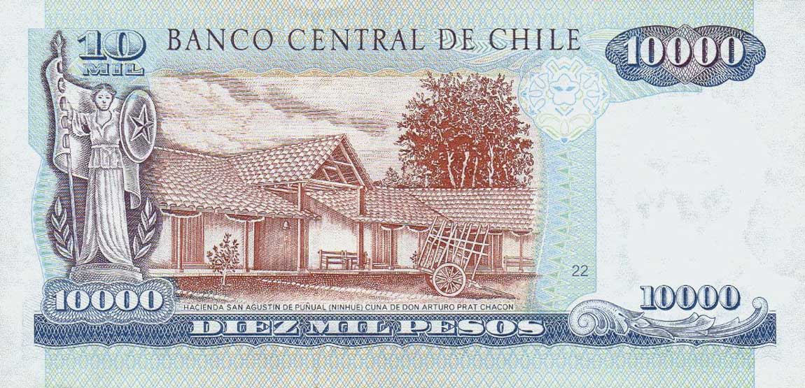 Back of Chile p157b: 10000 Pesos from 1994