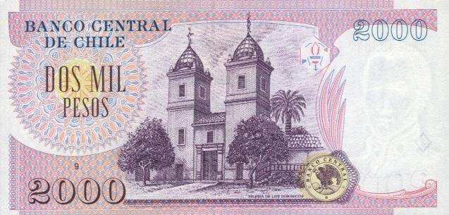 Back of Chile p158a: 2000 Pesos from 1997