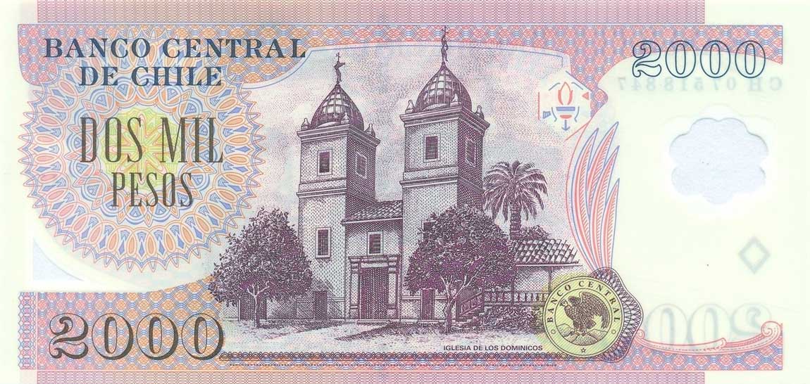 Back of Chile p160b: 2000 Pesos from 2007