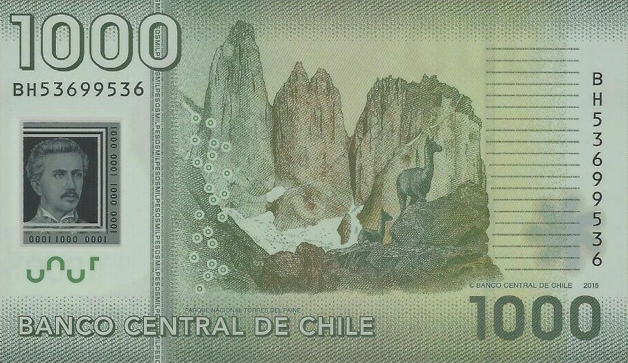 Back of Chile p161f: 1000 Pesos from 2015