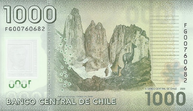 Back of Chile p161i: 1000 Pesos from 2020