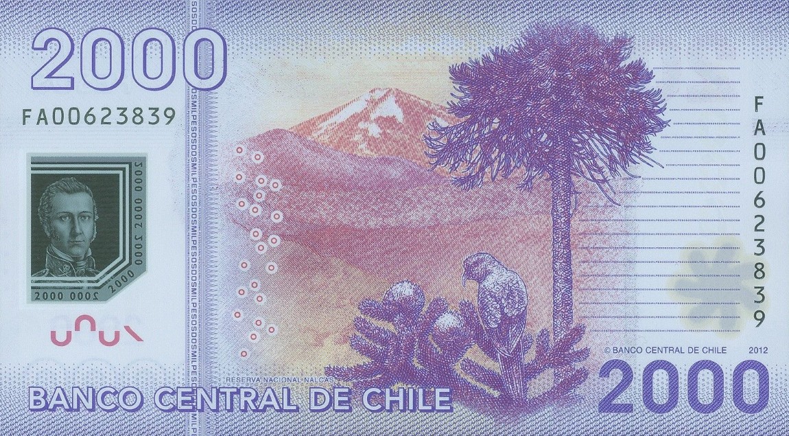 Back of Chile p162b: 2000 Pesos from 2012