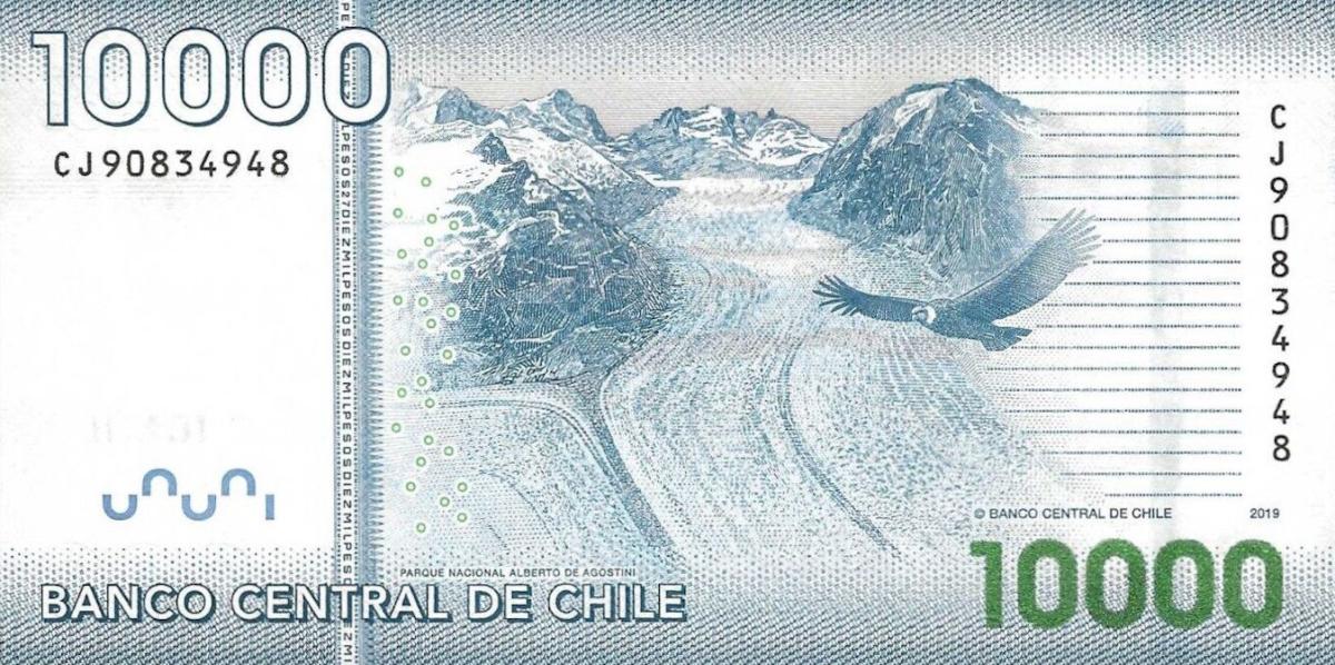 Back of Chile p164h: 10000 Pesos from 2019