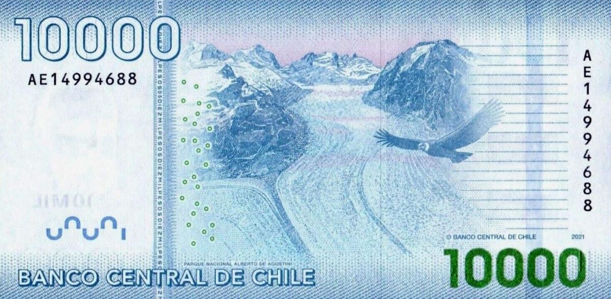 Back of Chile p164j: 10000 Pesos from 2021