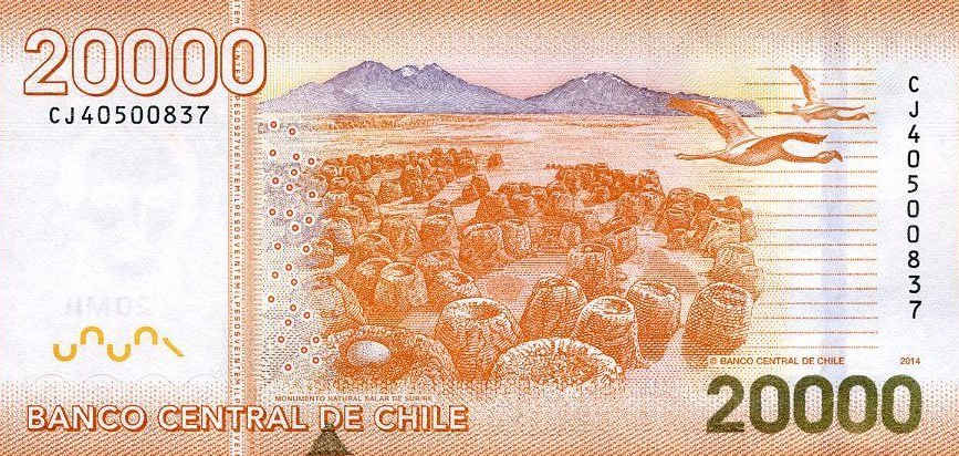 Back of Chile p165e: 20000 Pesos from 2014