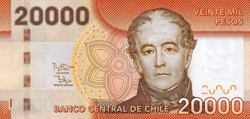 Front of Chile p165e: 20000 Pesos from 2014