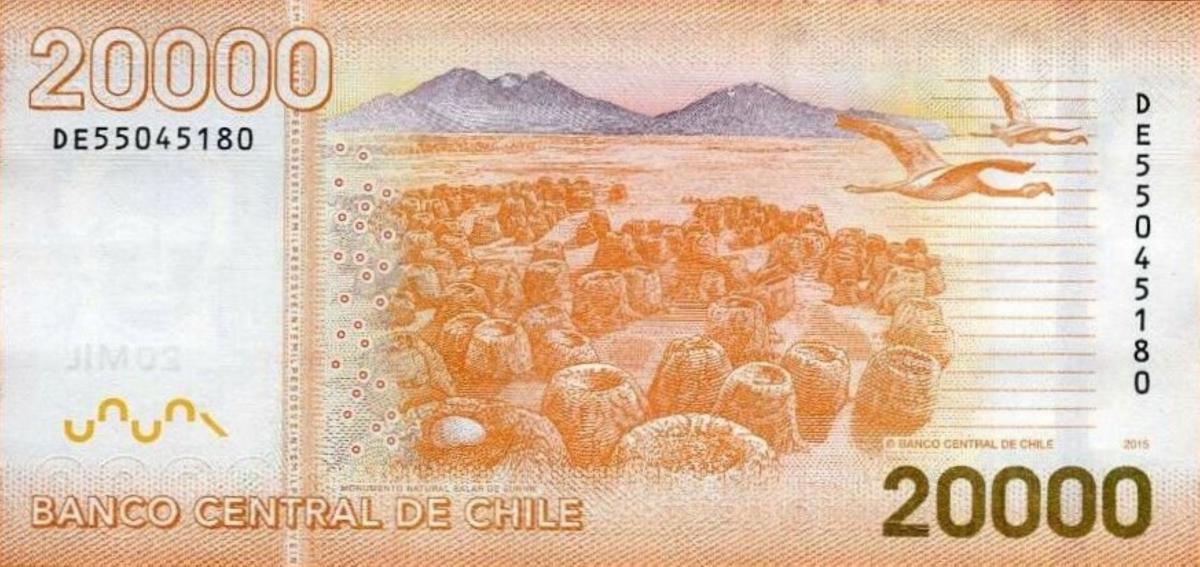 Back of Chile p165f: 20000 Pesos from 2015