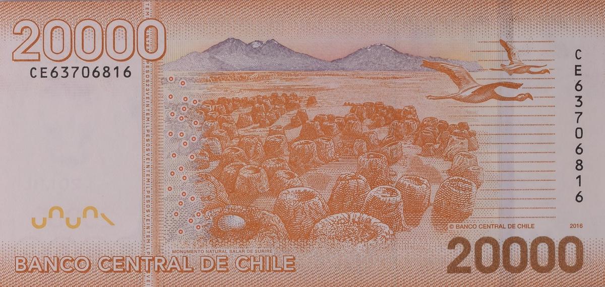 Back of Chile p165g: 20000 Pesos from 2016