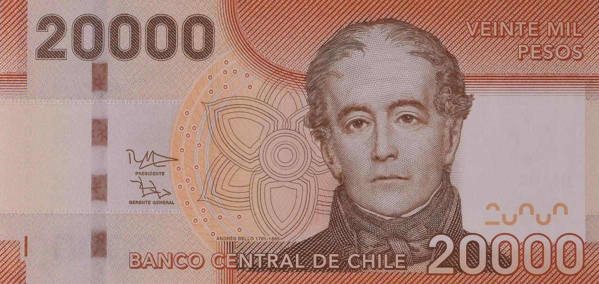 Front of Chile p165g: 20000 Pesos from 2016