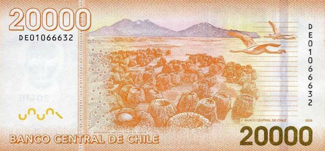 Back of Chile p165k: 20000 Pesos from 2020