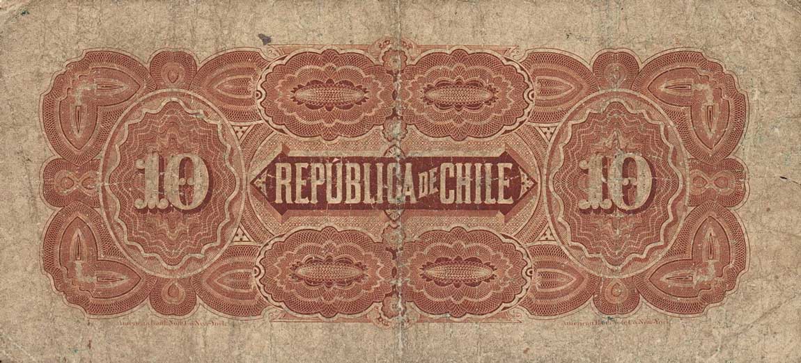 Back of Chile p21b: 10 Pesos from 1911