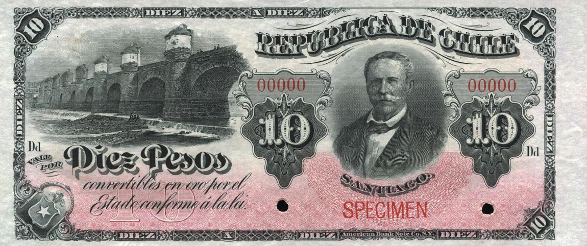 Front of Chile p21s: 10 Pesos from 1905