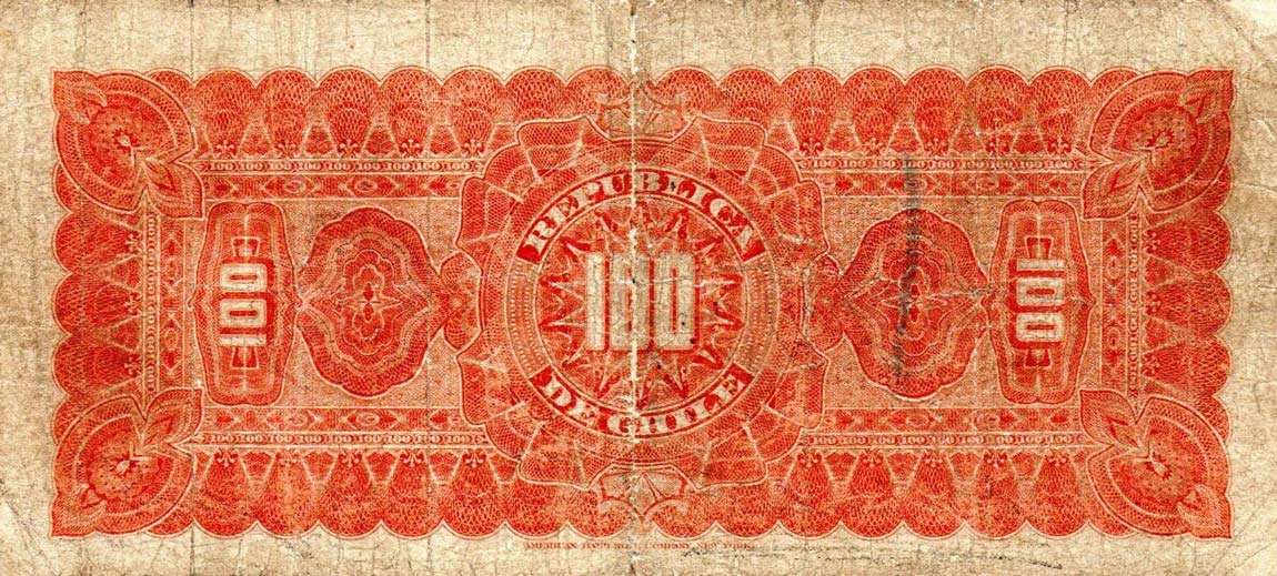 Back of Chile p26a: 100 Pesos from 1906