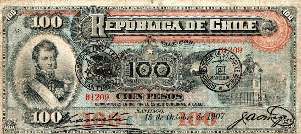 Front of Chile p26a: 100 Pesos from 1906