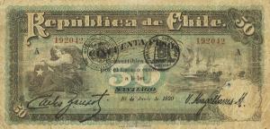 p65 from Chile: 50 Pesos from 1917