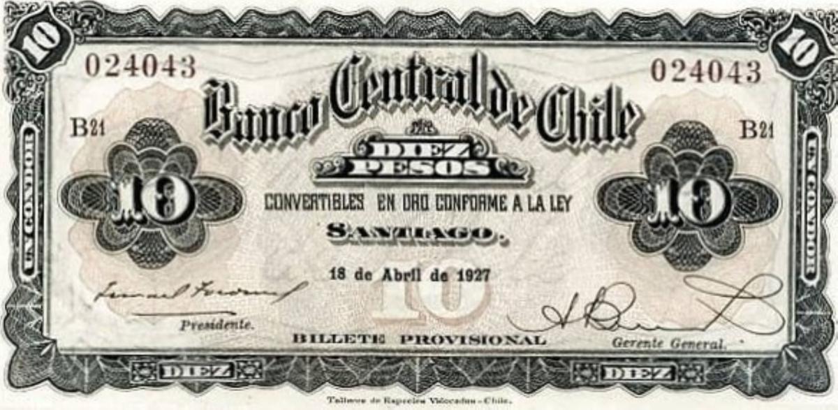 Front of Chile p83a: 1 Peso from 1927