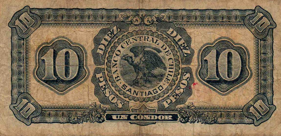 Back of Chile p83b: 1 Peso from 1928