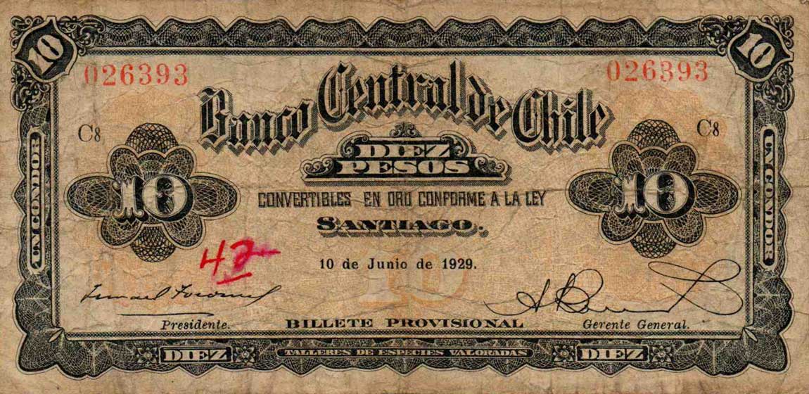 Front of Chile p83b: 1 Peso from 1928