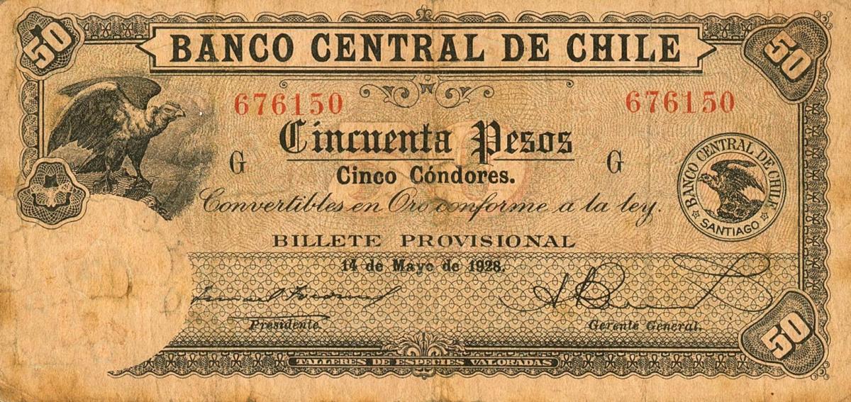 Front of Chile p84b: 50 Pesos from 1928