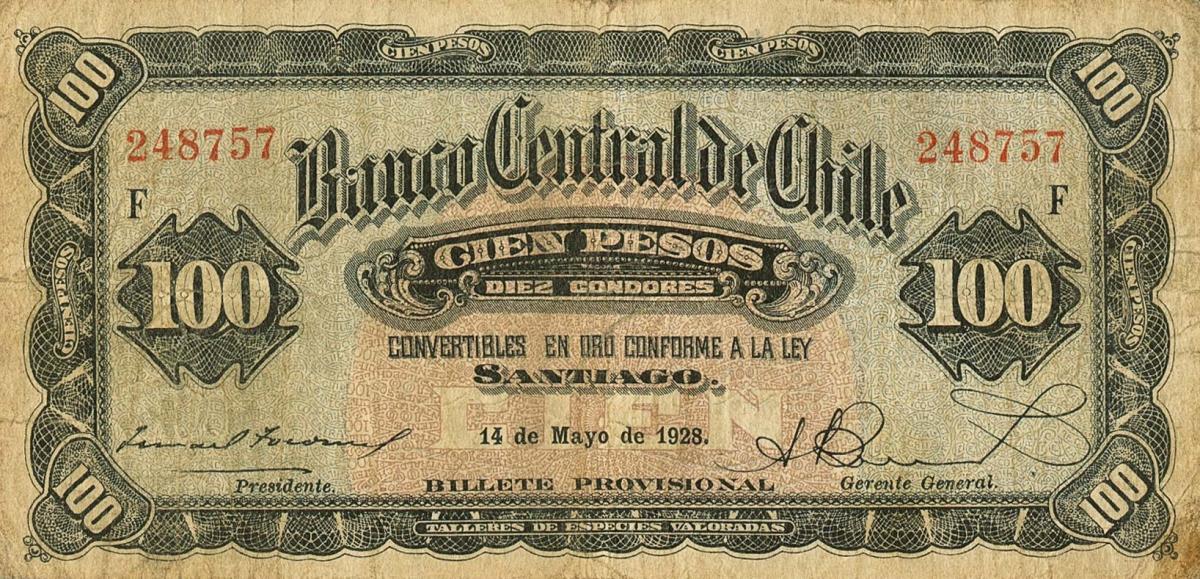 Front of Chile p85: 100 Pesos from 1927