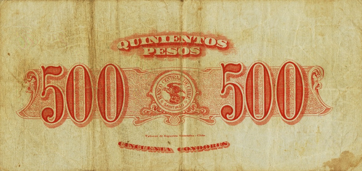 Back of Chile p86: 500 Pesos from 1929