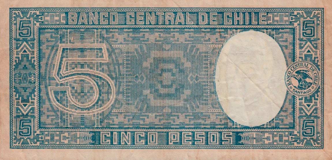 Back of Chile p91b: 5 Pesos from 1933