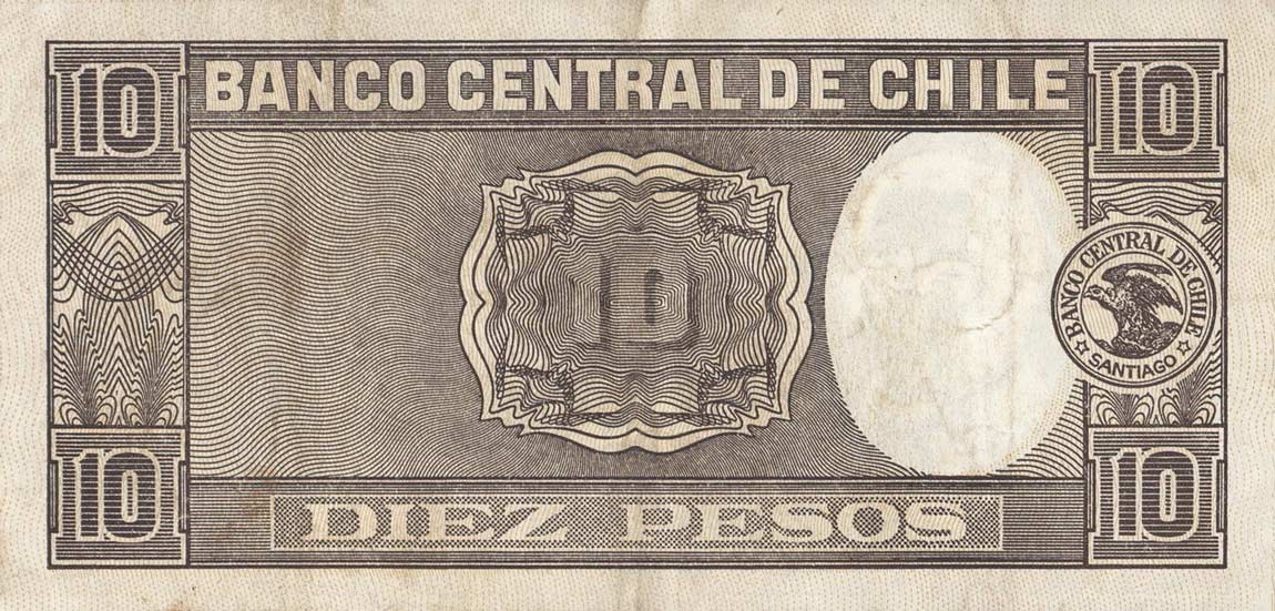 Back of Chile p92b: 10 Pesos from 1932