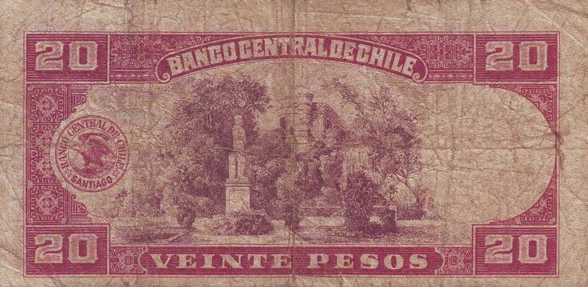 Back of Chile p93a: 20 Pesos from 1939