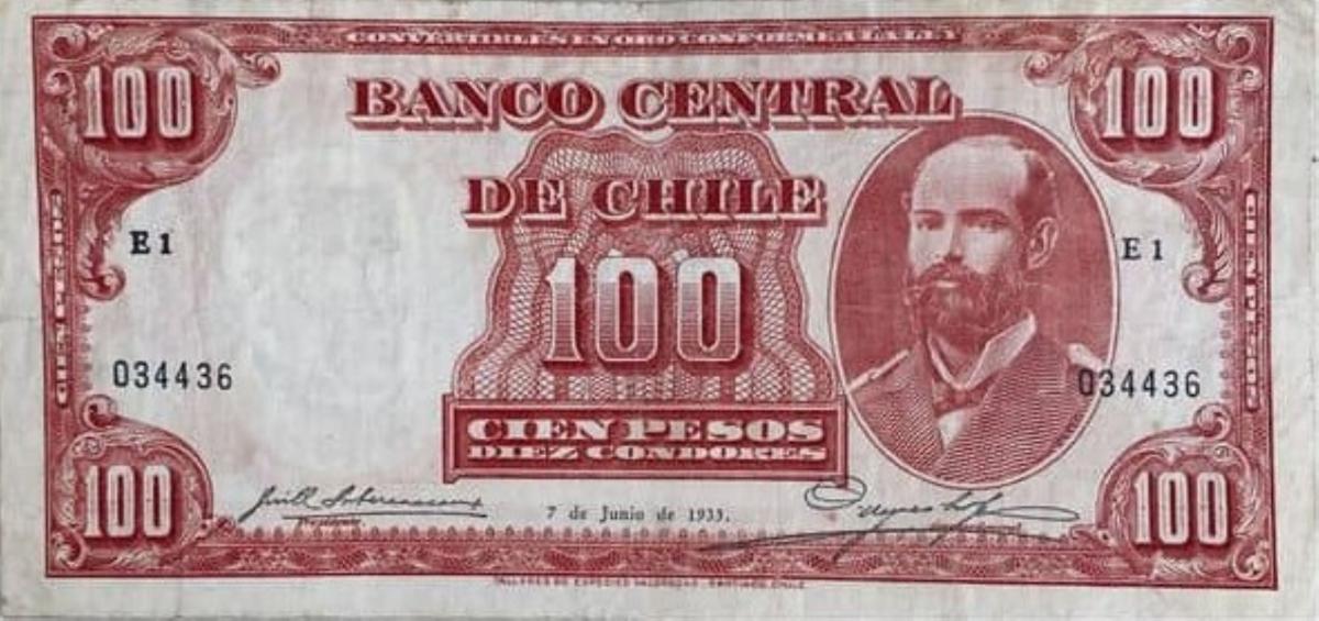 Front of Chile p95: 100 Pesos from 1933