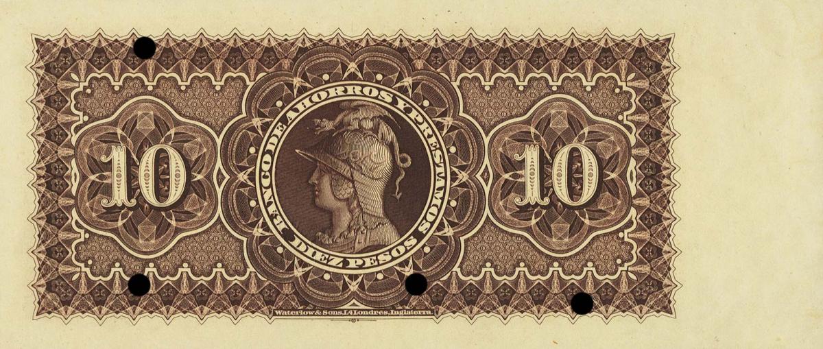 Back of Chile pS115ct: 10 Pesos from 1893