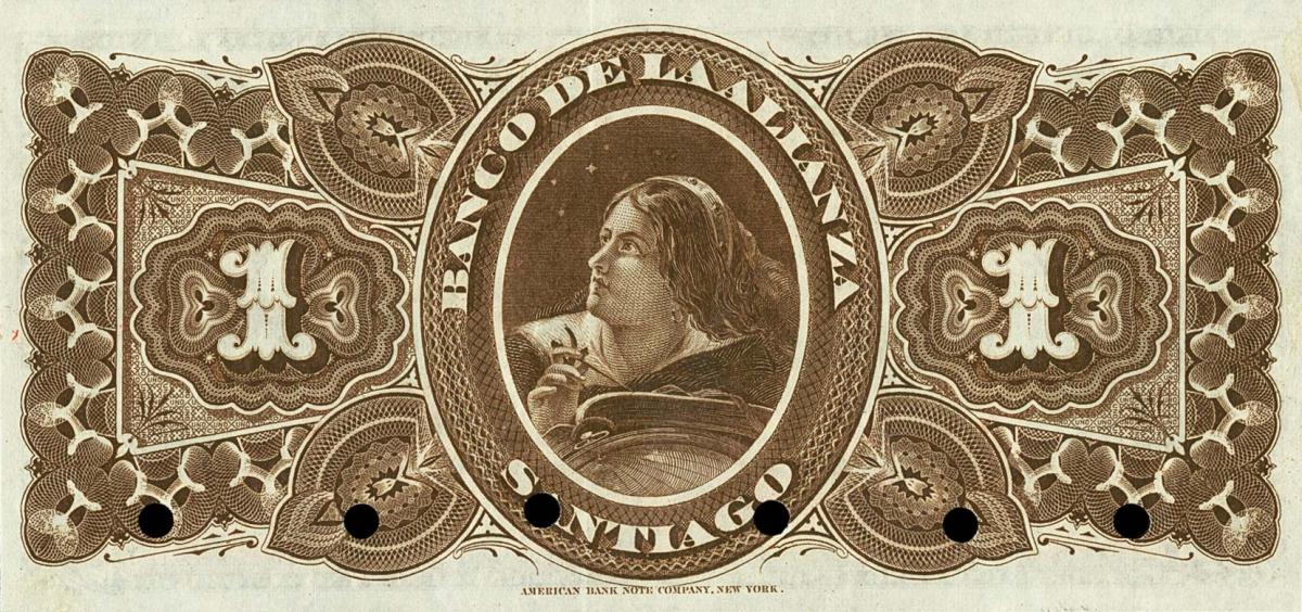 Back of Chile pS126s: 1 Peso from 1879