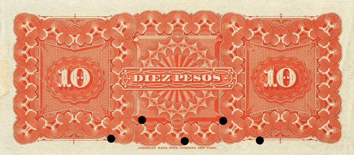 Back of Chile pS133s: 10 Pesos from 1882