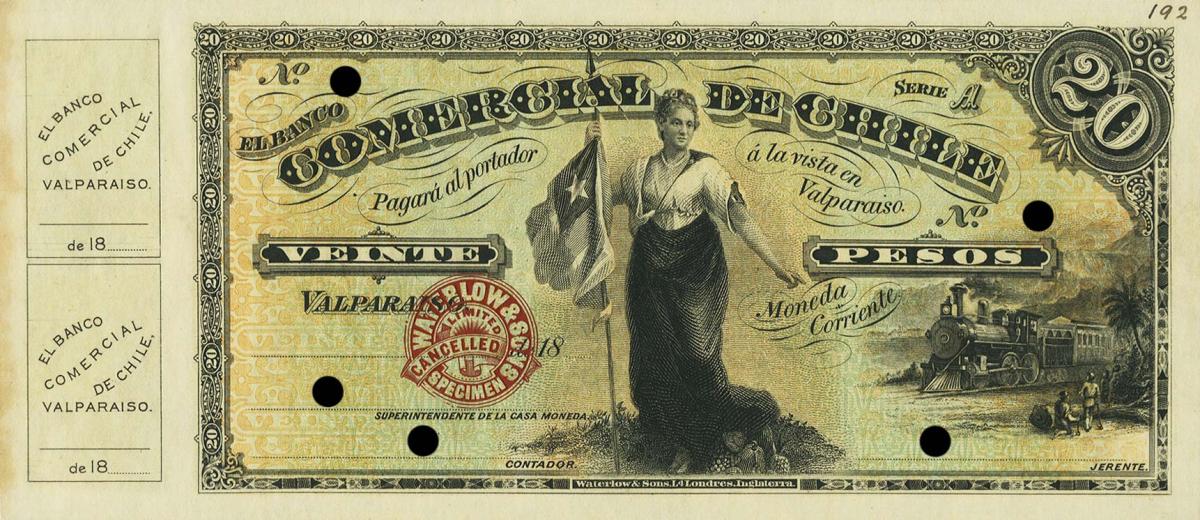 Front of Chile pS155s: 20 Pesos from 1890