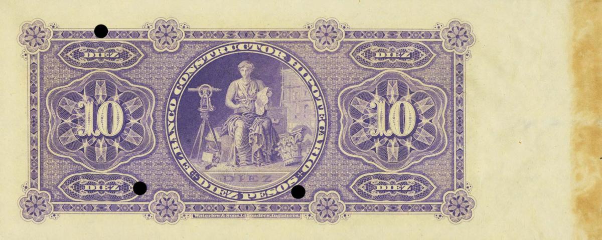 Back of Chile pS198ct: 10 Pesos from 1894