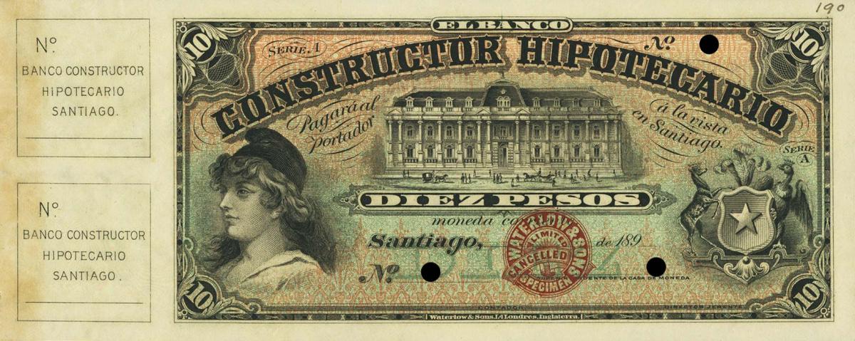 Front of Chile pS198ct: 10 Pesos from 1894